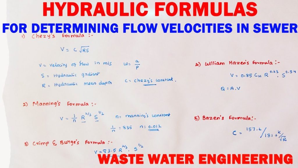 Flow Velocity in Straight Sewers Formula and Calculator